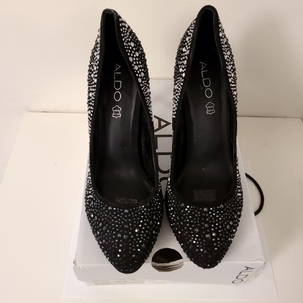 Aldo size 10 black sparkling heels